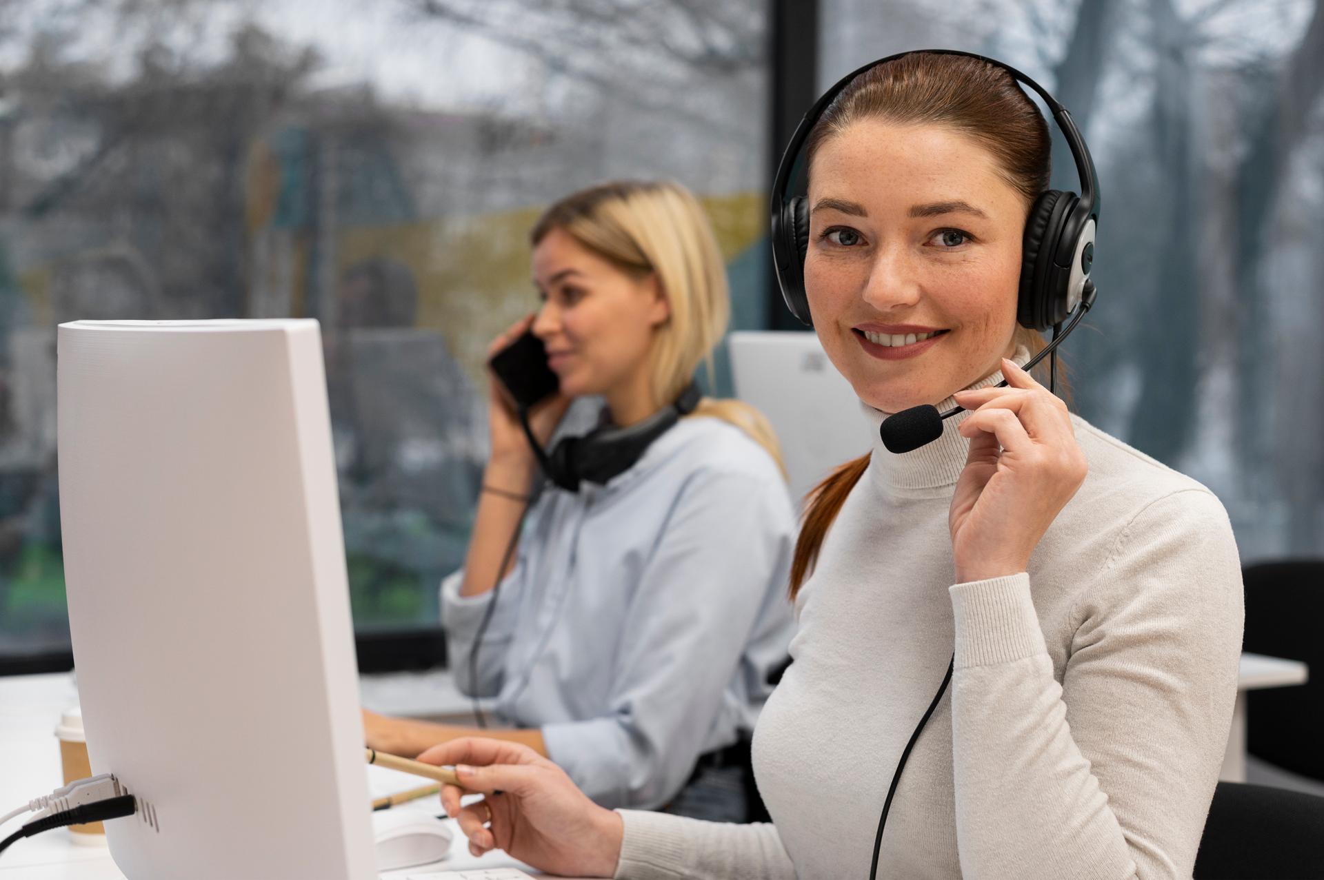 Customer support woman working